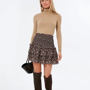 Hyacinth House Brown Floral Steff Mini Skirt